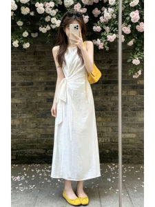 Karrar betsey | French Style Sleeveless White Slimming Dress for Women Summer Elegant
