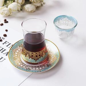 New Style Beautiful Pattern Coffee Cup Womens Expert Cup Elegant Exotic Arab Tea Cup Nordic Style Handmade Glass Coffee Utensils