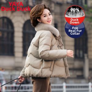 Short Fox Fur Collar Insulated Thickened Down Jacket