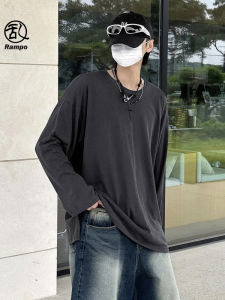 เสื้อยืดแขนยาวผู้ชายสไตล์เกาหลี ทรงหลวม ผ้าฝ้ายแท้ ระบายอากาศได้ดี ทรงพอดีตัว สวมใส่สบาย แฟชั่นฤดูใบไม้ร่วง