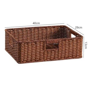 Plastic Wicker Coffee Table Basket TV Cabinet Drawer Organizer Snack Storage Basket Household Storage Tools Chinese Style