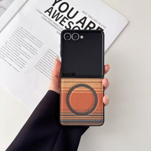 szhaiyu | Carbon Fiber Texture PU Leather Magnetic Phone Case For Samsung Galaxy Z Flip 8 7 FE 6 5 4 5G Shockproof Hard Plastic Cover