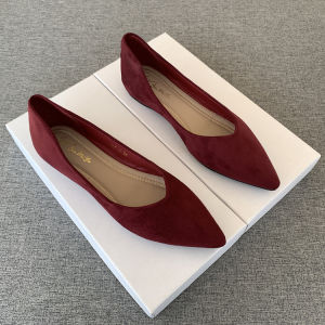 Black Professional Flat Shoes Womens 2025 Autumn New Versatile Pointed Toe Soft Bottom Velvet Surface Comfortable Work Single Shoes