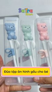 Đũa tập ăn xỏ ngón tập gắp hình gấu cho bé Chất liệu nhựa nhựa ABS cao cấp bền đẹp an toàn