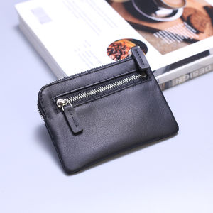 New New Arrival Genuine Leather Mens Womens Coin Purse Small and Simple Zipper Ultra-Thin Coin Keychain Card Holder Driving License