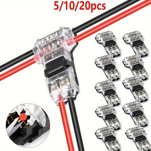 5/10/20Pcs Wire and Cable Snap-In T2 Connectors No Welding No Stripping Quick Terminal Connection Joint Automatic Plug Electrical Accessories