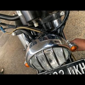 Lampu Depan Headlamp Motor Custom Klasik Chrome REFLEKTOR TERALIS BULAT BESI 65 INCH daymaker variasi