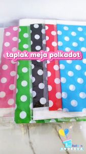 Table Cover polkadot hijau / taplak meja pastik / Taplak Meja hijau