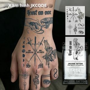 Bộ Hình Xăm Bán Vĩnh Viễn Phong Cách Cổ Điển 2 Món - Hình Xăm Tay Chữ Viết Cổ Điển Hình Rắn La Bàn Kiếm Không Thấm Nước Không Phản Chiếu Giữ Được 7-14 Ngày Quà Tặng Hình Xăm Giả Thực Tế Dành Cho Nam Giới