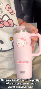 Tyeso 900ml/1200ml Tumbler for hot and cold Car cup Pink Stainless vacuum insulated tumbler Travel Mug With Straw