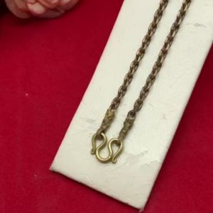 สร้อยคอทองเหลืองโบราณลายโซ่คั่นหัวจรวด ความยาว 20 นิ้ว งานทองเหลืองแท้ งานดิบไม่ได้ชุบ ทองเหลืองโบราณ (คอทองเหลืองโบราณลายโซ่คั่นหัวจรวด)