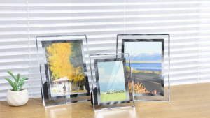 ProPRINTZ - Crystal Glass Picture Frame Transparent - Gold/Silver Border | Home/Office Decor
