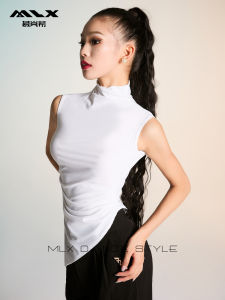 Mulanxi 6276 Latin Dance Costume High Collar Performance Dance Womens Adult Top round Neck Leotard for Rumba Cha Cha Samba