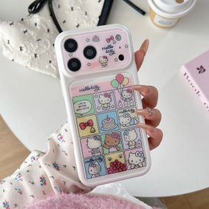 Sanrio | Cute Luxury Pink Grid Cake KT Hot Sale Phone Case For iPhone 17 Pro Max 15 Pro 16 Pro Max 17 16 Shockproof Protective Back Cover
