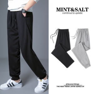 Mens Knitted Fleece Lined Straight Leg Sport Pants Long Trousers Summer Thin Loose Large Size Spring Autumn Match All
