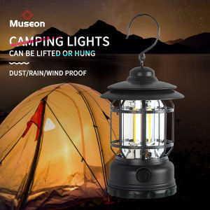 Outdoor Retro Camping Tent Lamp LED Emergency Lamp USB Rechargeable Emergency Ligh Portable Multifunctional Waterproof Camping Lantern