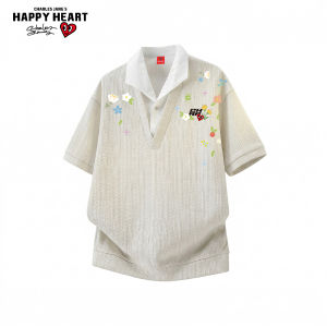 CHARLES JANGS HAPPY HEART | Patched Two-in-One T-Shirt Loose Breathable Summer