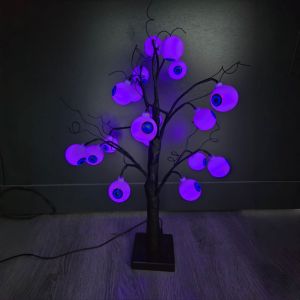 1PC 24LED Eyeball Tree Light Paired With Black Maple Leaves Battery/USB Powered Halloween-themed Holiday Decorative Light