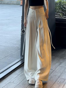 K-style High Waist with Straps Wide-Leg Suit Loose Pants Summer New Arrival Drape Casual Straight-Leg Loose Mop Pants
