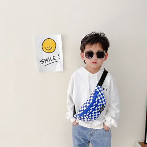 Children Waist Bag Shoulder Bag Kids Plaid Chest Bag Boy Girl Sling Bag