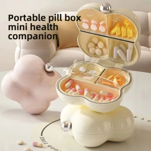 7-Day Portable Flower-Shaped Pill Organizer Compact Medication Divider Box with Individual Compartments for Daily Use