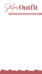 One Set Korea Style 3in1 Hijab Paris pashmina Putih & Blouse Pita Dusty Pink & Rok Susun Putih 13A