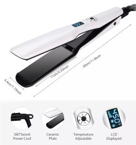 Tourmaline Ceramic Hair Straightener Professional Hair Straightening Iron Whit Lcd Display Function Portable Hair Straightener And Curler Iron 2 In 1 For Men Womens Ceramic Professional Electric Fast Perm Hair Straightening Iron For Thick Haistraightener