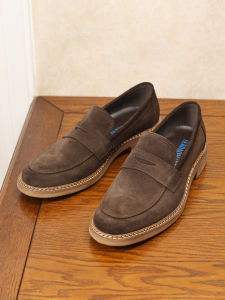 British Thick Sole Matte Leather Casual Mens Shoes Business Slip-on Authentic Leather Loafers Men Suede Suede Leather Shoes