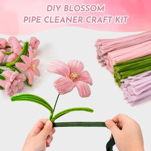 Upgraded 8MM Fuzzy Wire 100pcs Set for Flowers Bouquet Fuzzy Wires Crafts Idea Pipe Cleaners Chenille Stems