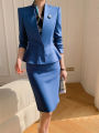 Early Spring Professional Suit Elegant Lady Style Fashionable Front Desk Hotel Reception Workwear Women's Skirt Set Polyester Cotton Spandex Blend. 
