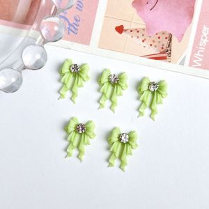 20PCS Multi-colored Minimalist Ribbon Bow Nail Charms Sweet Mini Rhinestones Inlaid Curved Bow Resin Nail Art Decorations DIY