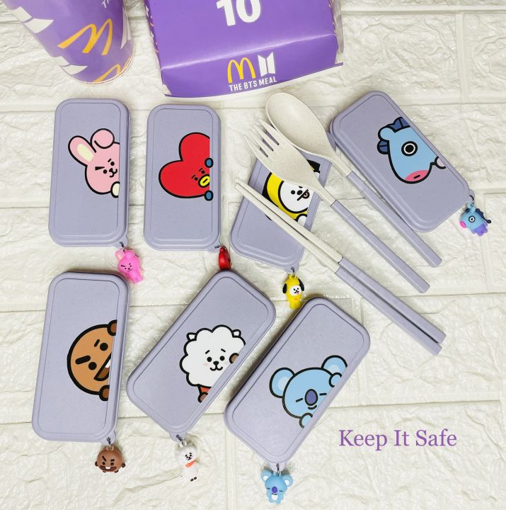 Cute Spoon Fork & Chopstick Set Bt21/Bts Lazada PH