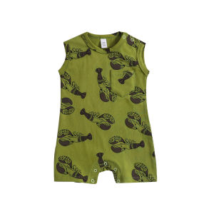 Ins Summer Cotton Print Baby Romper Short Crawling Suit Boys Clothes Pure Cotton Sleeveless Baby Clothes for Babies to Crawls