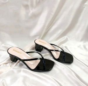 #F & H 06 Collection Sendal Heels Wanita Elegan Hak Tinggi 5cm/3cm Model Jepit dengan Aksen Rantai