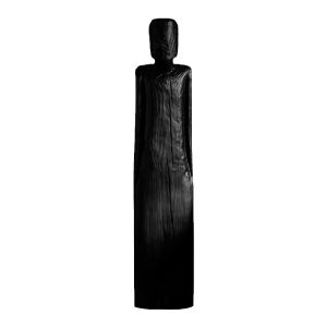 Wabi-Sabi Style Charcoal Black Wood Human Figurine Statue