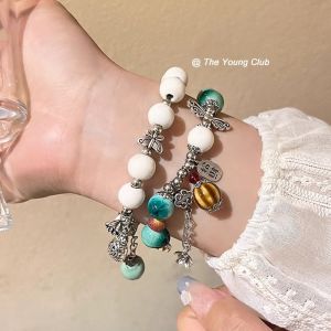 Ceramic Bead Bracelet for Women Jingdezhen New Artistic Chinese Style Best Friend Hand Jewelry Lemon Small Clear New Model