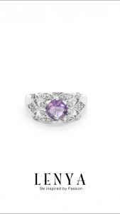 LENYA แหวนพลอยอเมทิสต์ เสริมความสงบใจ มีสติ มั่งคั่ง ขนาด 6 มิล ตัวเรือนเงินแท้925 ชุบทองคำขาว