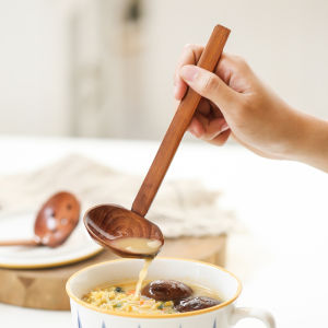 Japanese Style Wooden Ramen Spoon Household Wooden Spoon High Temperature Resistant Noodles with Long Handle Colander Hot Pot Spoon Soup Spoon Strainer Spoon Set