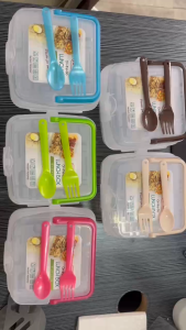 Hi-Top BPA-Free Two Layer Bento Box With Spoon and Forks Leak-Proof Lunch Box Food Storage