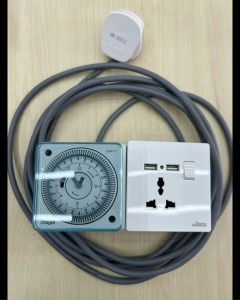 HAGER TIMER+1G/2G/3G 13A universal WITH 2 USB EXTENSION SOCKET 2/4/6/8 METER 70/076 X 3 CORE cable