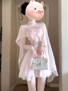 CHANGTONG | Unique Pretty Waist-Slimming Dress with Cape