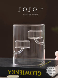 Elegant European Style Glass Candle Holder Storm round Tube Glass Lamp Home Decorations Creative Centerpiece Candle Stand