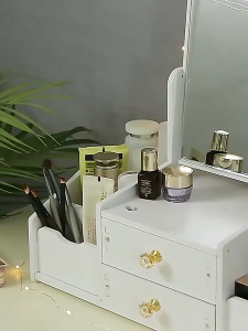 Makeup Organizer Large Capacity Cosmetic Storage Box Drawer Storage Jewelry Box Desktop NailPolish Makeup Container With Mirror