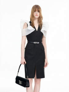 Autumn Elegant South of France Petal Sleeve Dress
