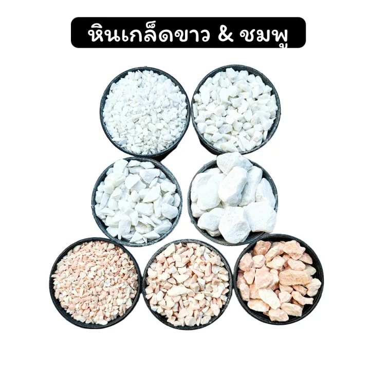 หินเกล็ดขาว ชมพู เทา สำหรับโรยกระถางและแต่งสวน