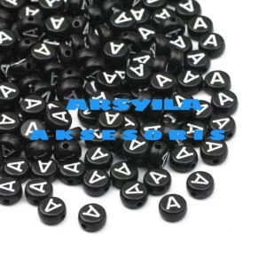 100 Pcs  Manik Manik Huruf Bulat Mote Abjad Bundar Bahan Kerajinan Aksesoris Gelang