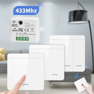 Wireless ON OFF Switch RF433 Module Wireless Remote Control Light Switch 1/2/3 Gang Wall Switch 220V 110V 10A For Home Led Light