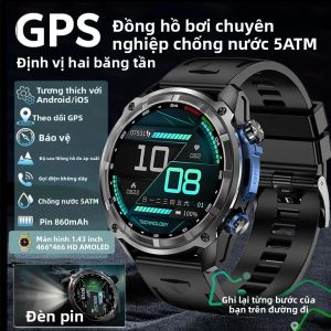 Đồng Hồ Thông Minh Quân Sự GPS Băng Tần Kép T-Rex 3 Pro 48mm 5ATM Chống Nước 860mAh Pin La Bàn Máy Đo Độ Cao AGPS Cho Các Môn Thể Thao Ngoài Trời