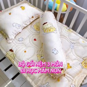 Bộ gối nệm cho bé cao cấp Katina House vải tencel 60s gòn lông vũ êm ái bóng mượt mát lạnh