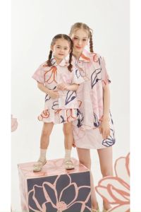 Pimnatta Charlotte Set ชุดเซ็ตเด็กผู้หญิงสีทูโทน (อายุ 1-6 ขวบ) ผ้าพิมพ์ลาย สดใส เรียบหรู ใส่สบายไม่ร้อน ใส่แมทช์กับชุดคุณแม่ได้